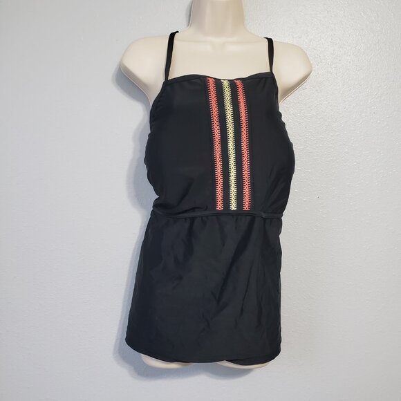 Black Women's Tankini Swimsuit 3X Plus Size Swim Shorts True Craft 2 Piece Suit - Picture 15 of 15